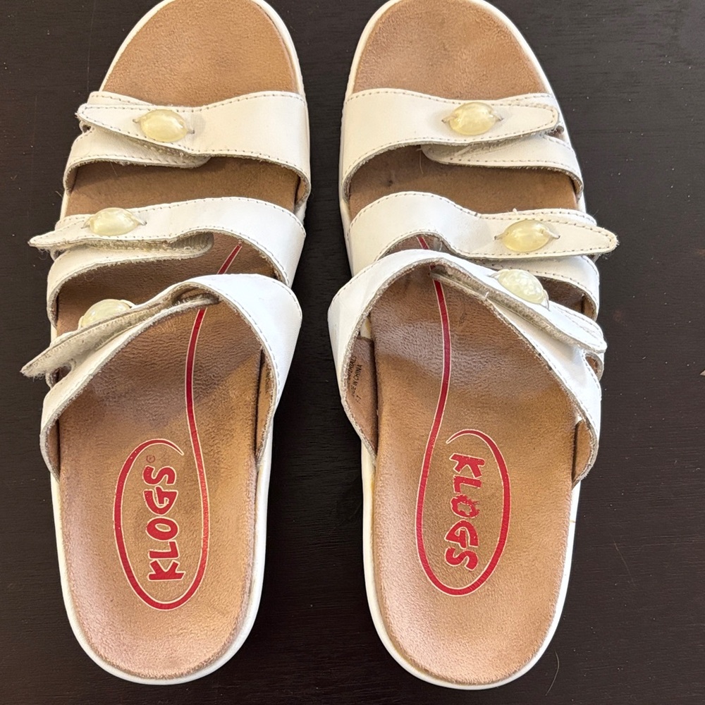 Klogs Women's White Triple-Strap Slide Sandals